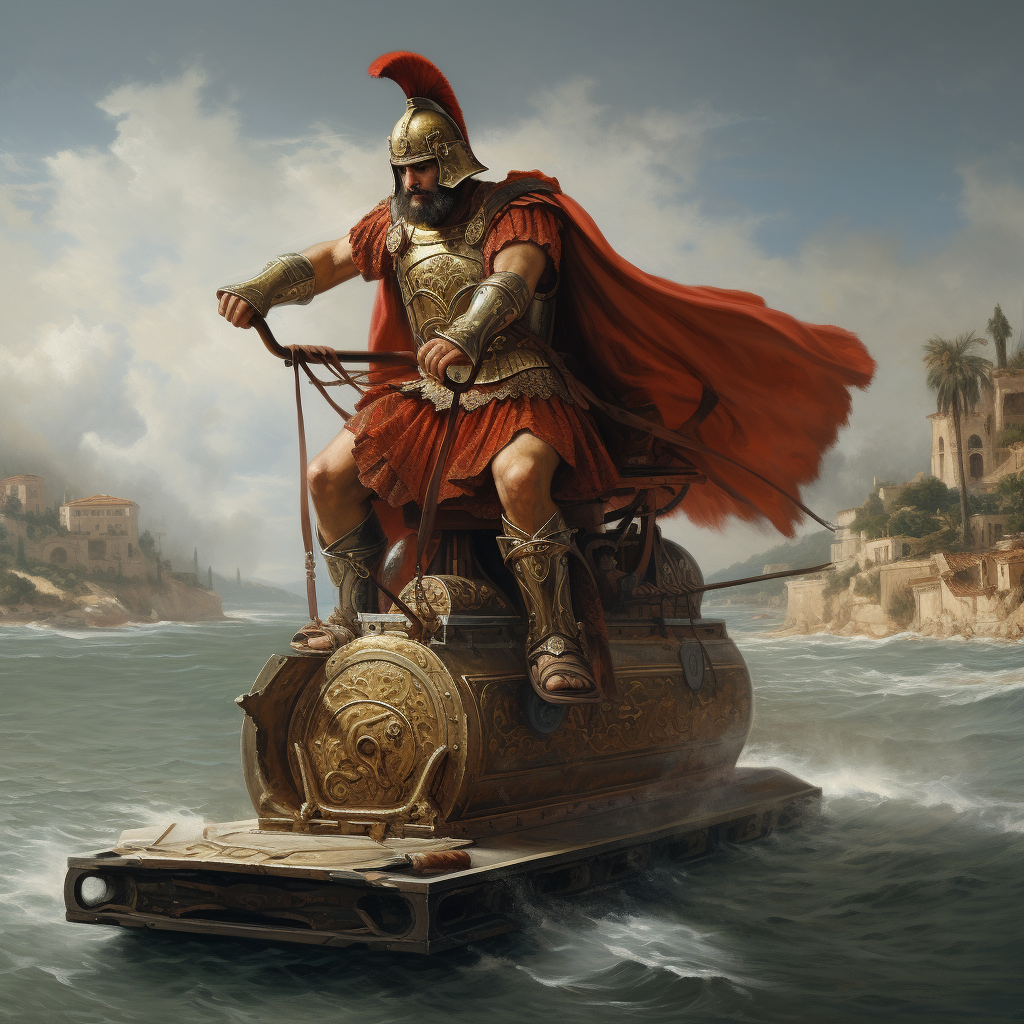 Greek Centurion on Hoover Board