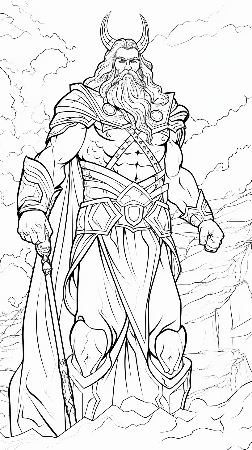 Coloring page of Greek God Odin