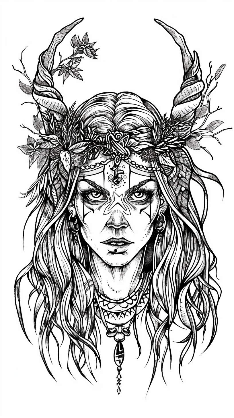 Hekate Greek goddess coloring page