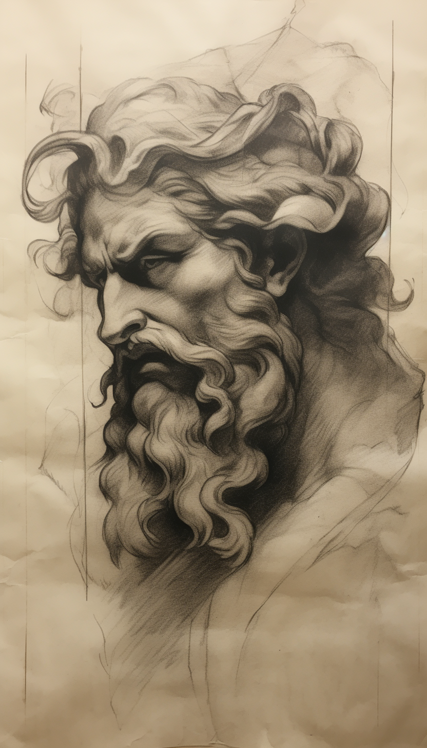 Sketch of ancient Greek gods' face