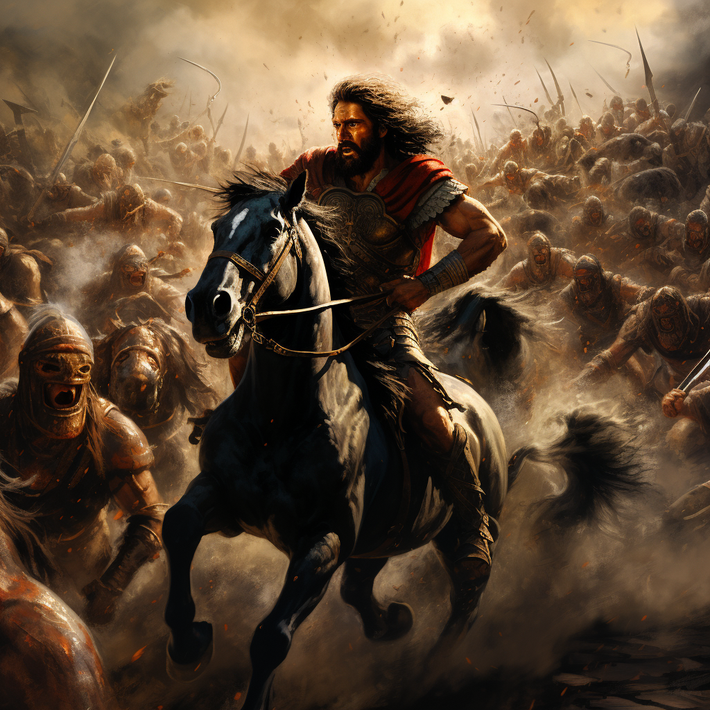 Greek horsemen in epic battle