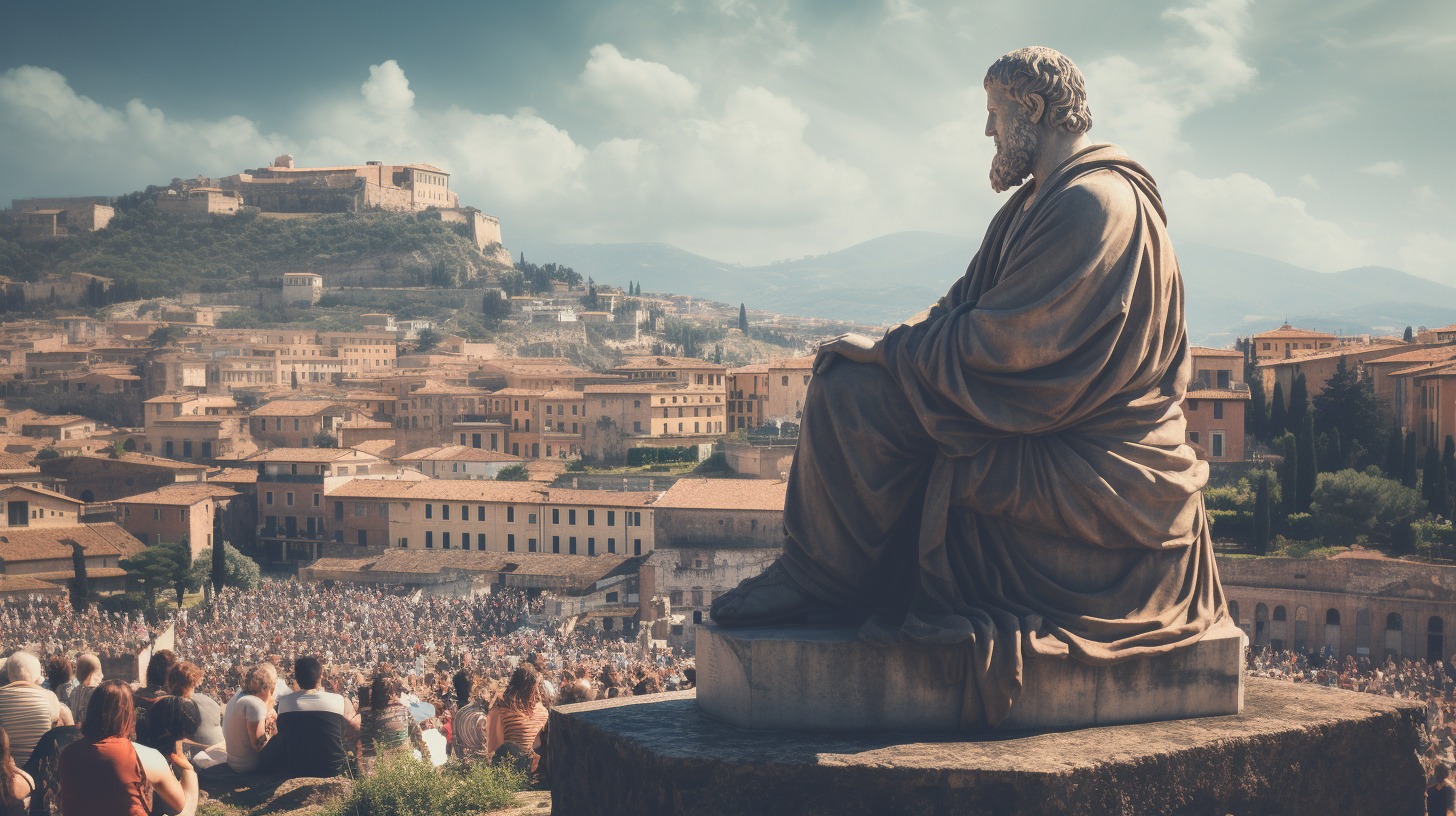 Greek philosopher statue in ancient Rome