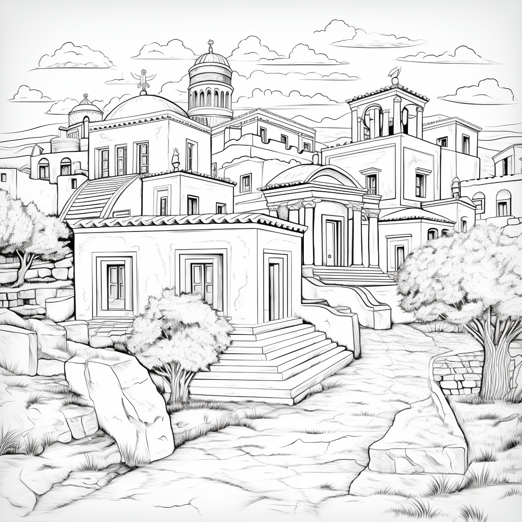 Coloring page of Greek Revivial style home