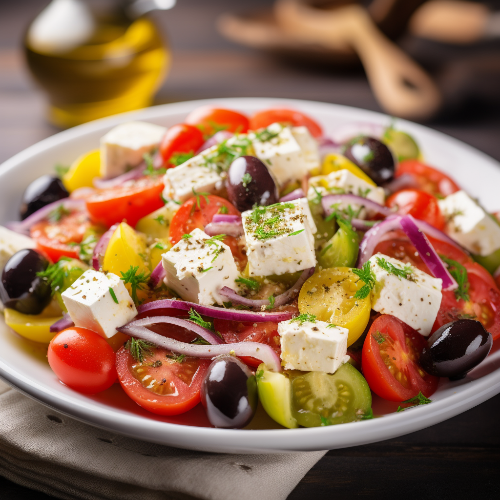 Fresh and Healthy Greek Salad with Feta Cheese and Olives