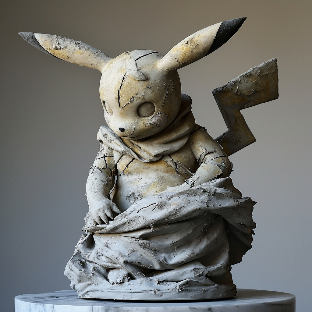 Greek Statue Pikachu in Fear Style.