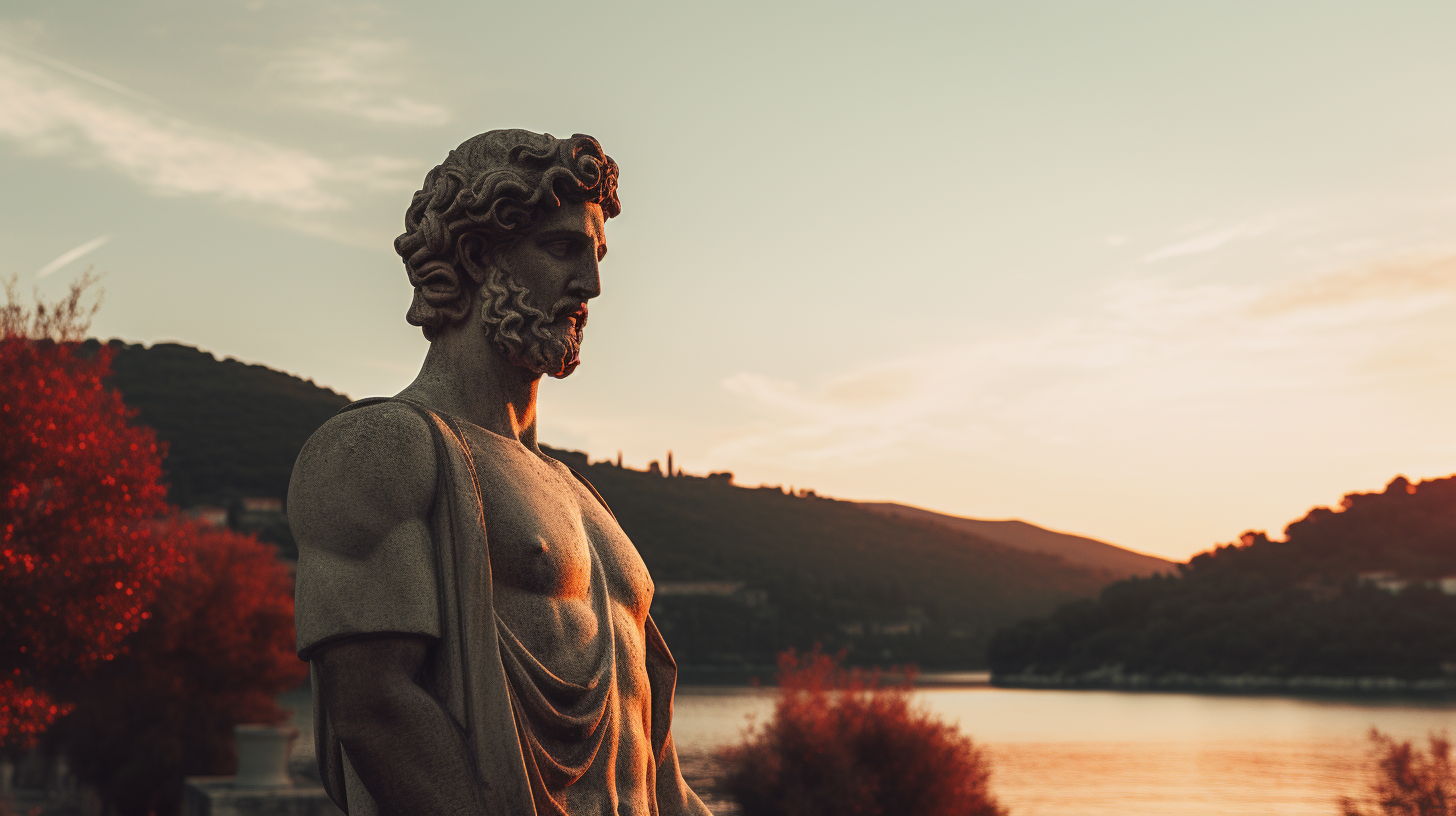 Beautiful Greek Statue by the Sunset