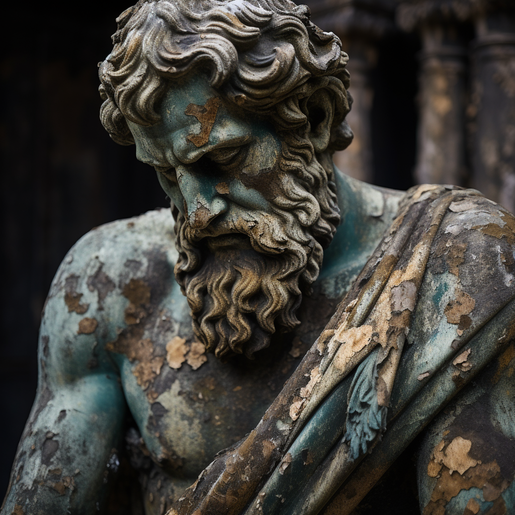 Greek statue, weathered and worn