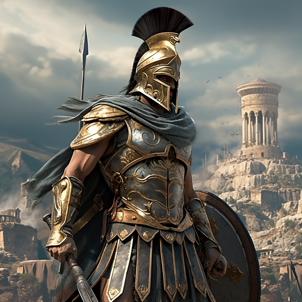 Greek warrior in light armor