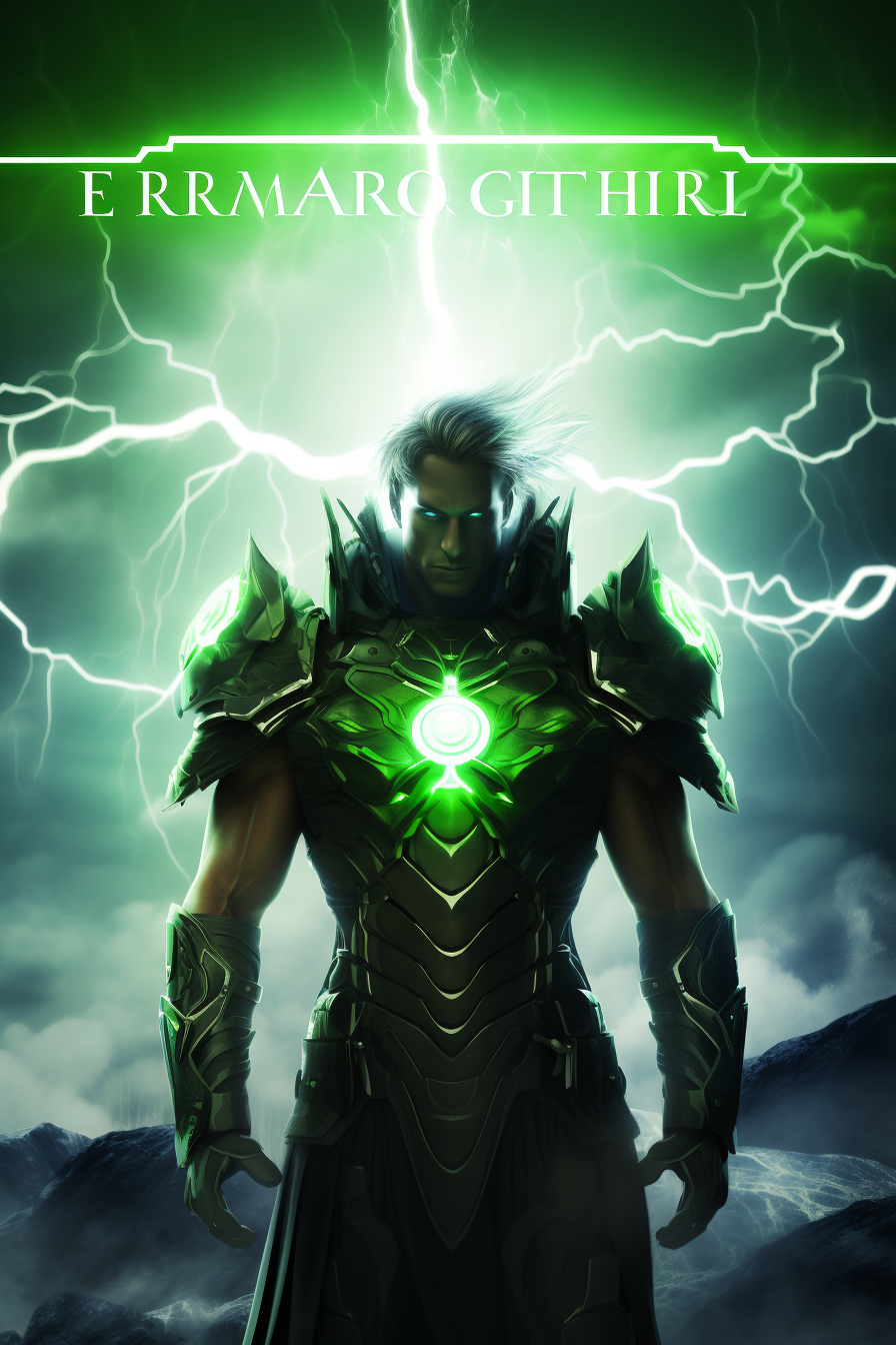 Greek Warrior with Green Lightning Forcefield