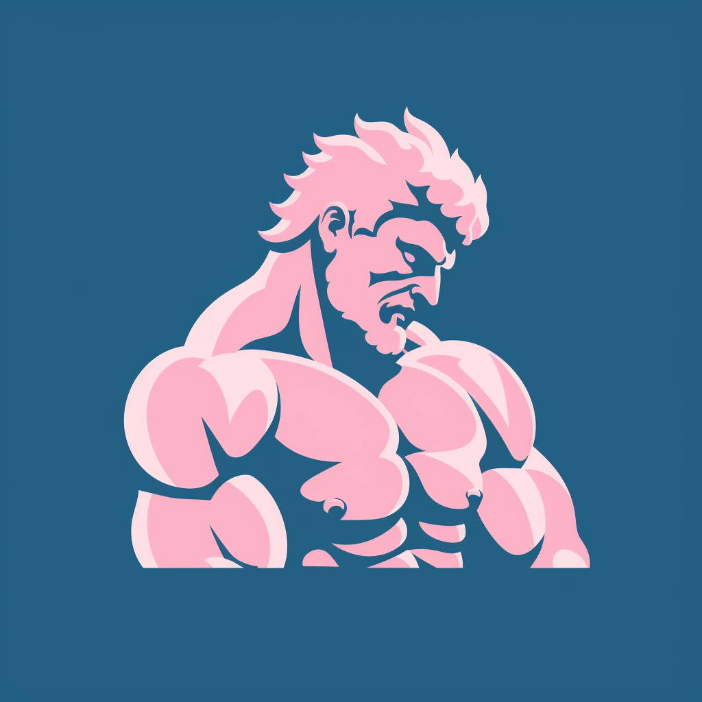 Greek wrestler logo in pink and powder blue