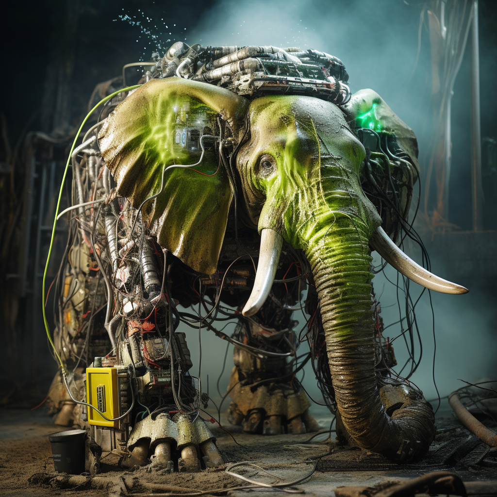 Elephant Transformer Shooting Green Acidic Stuff