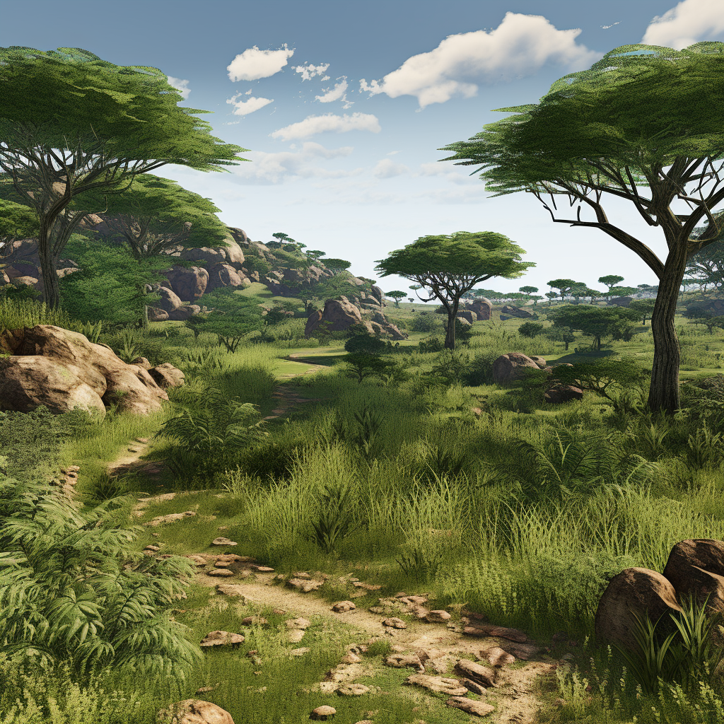 Gorgeous green African hills landscape