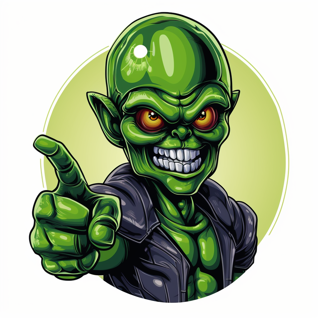 Green alien giving a thumbs up wearing an NFL helmet