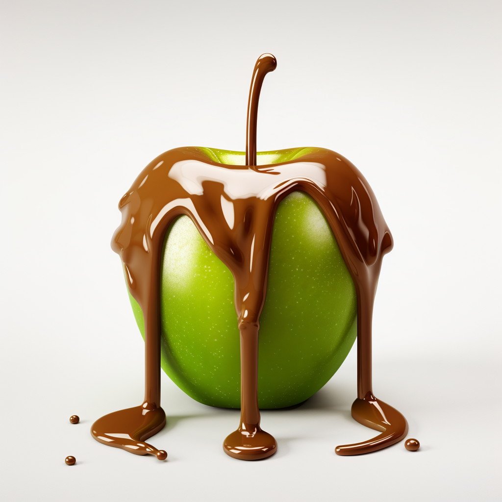 Green apple with caramel logo