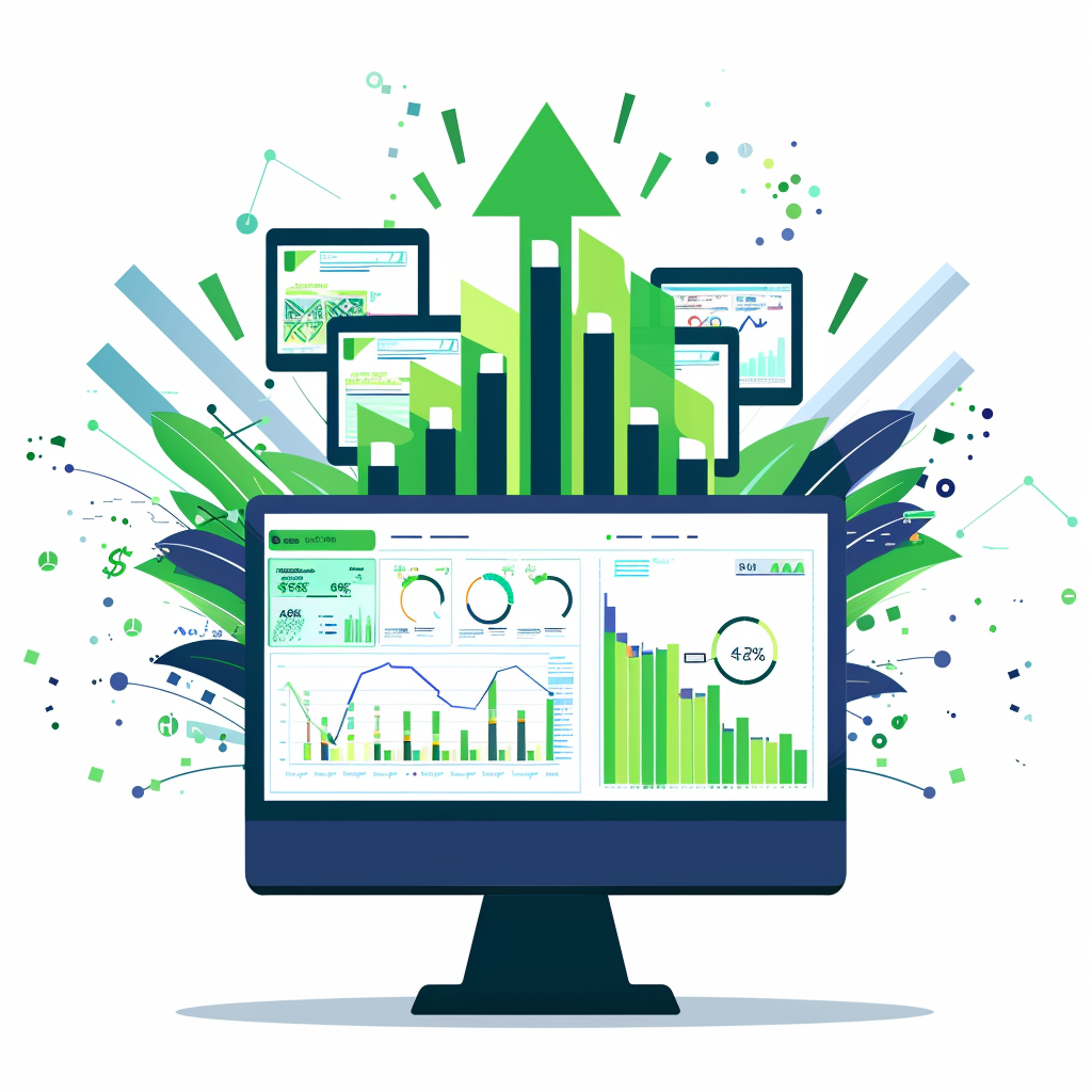 Green Arrow Graphs Dashboard Vector