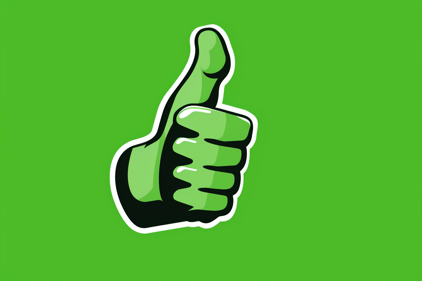 Green background with thumbs up icon