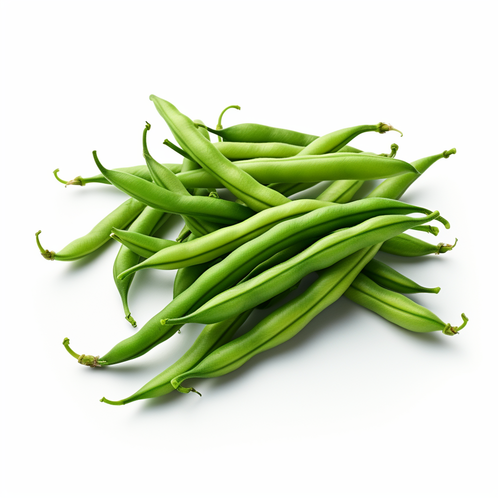 Green beans on white background