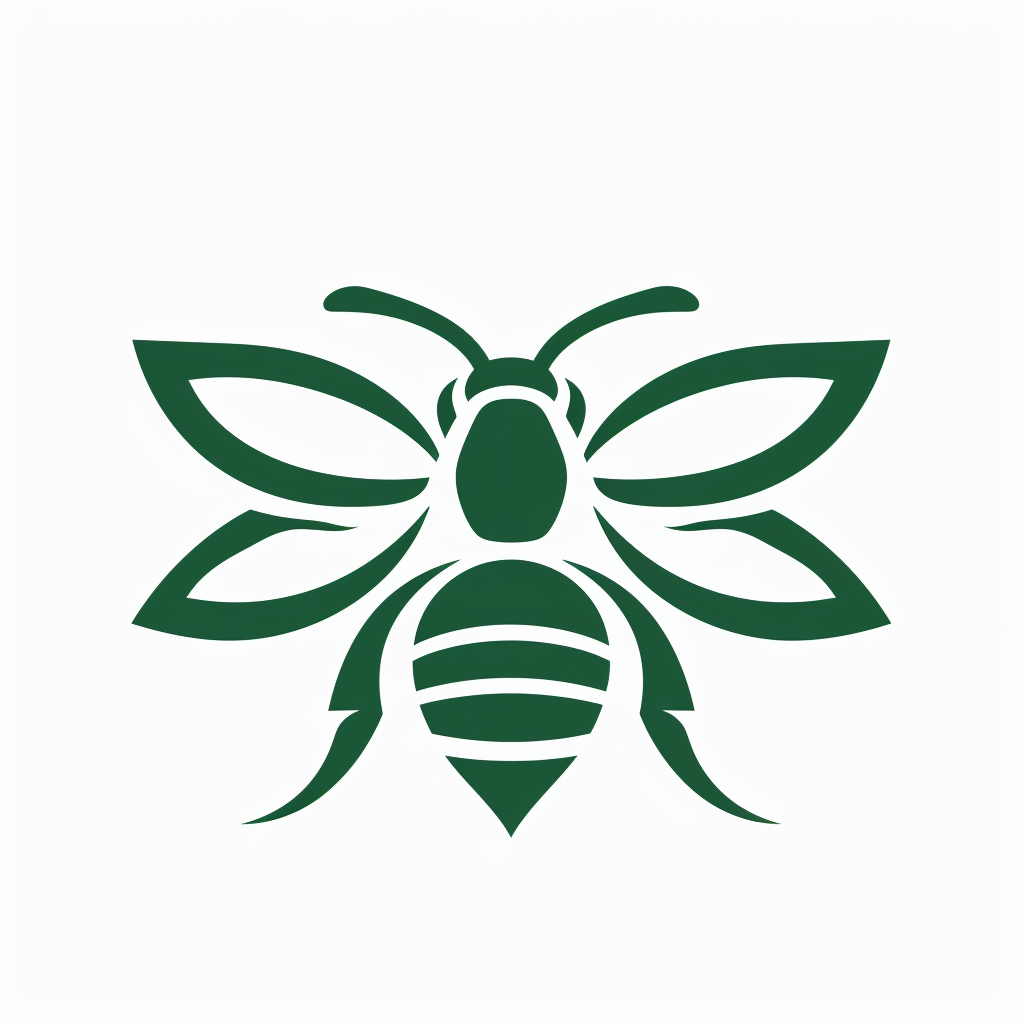 Simple Green Bee Symbol Art