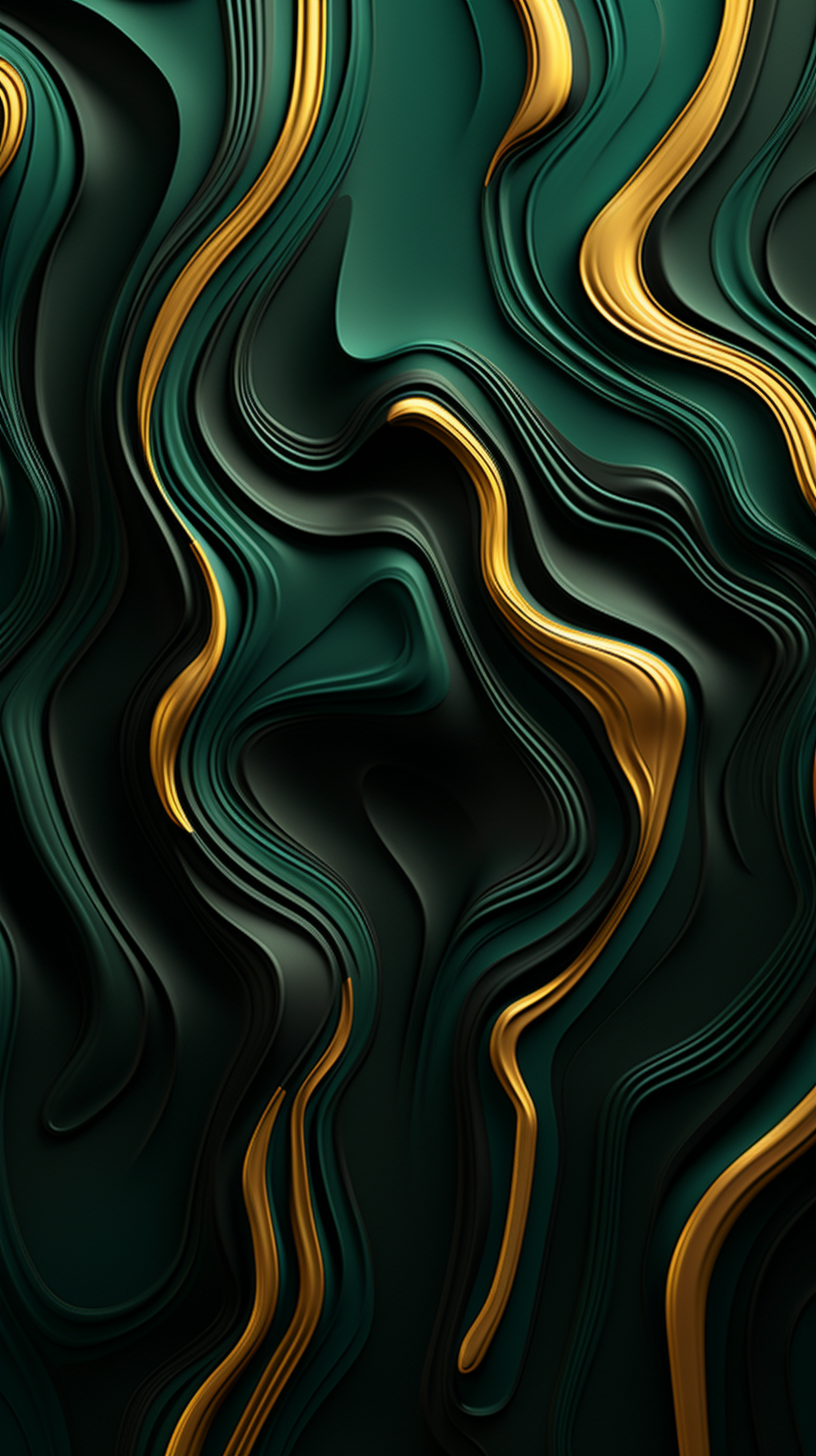 Green and Black Organic Pattern with Lines