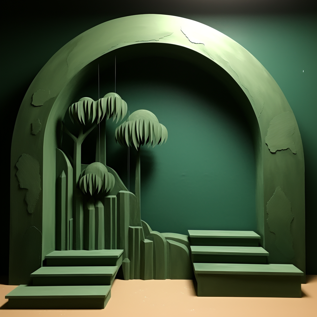 Green Cardboard Wall Arch Floor