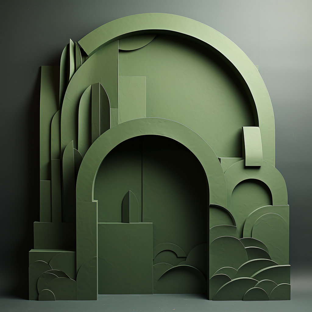 Green Cardboard Wall Arch Monochrome