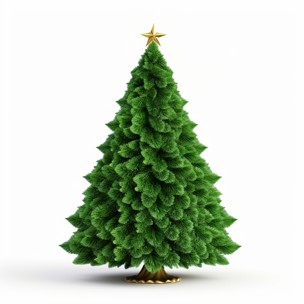 Green Christmas tree on white background