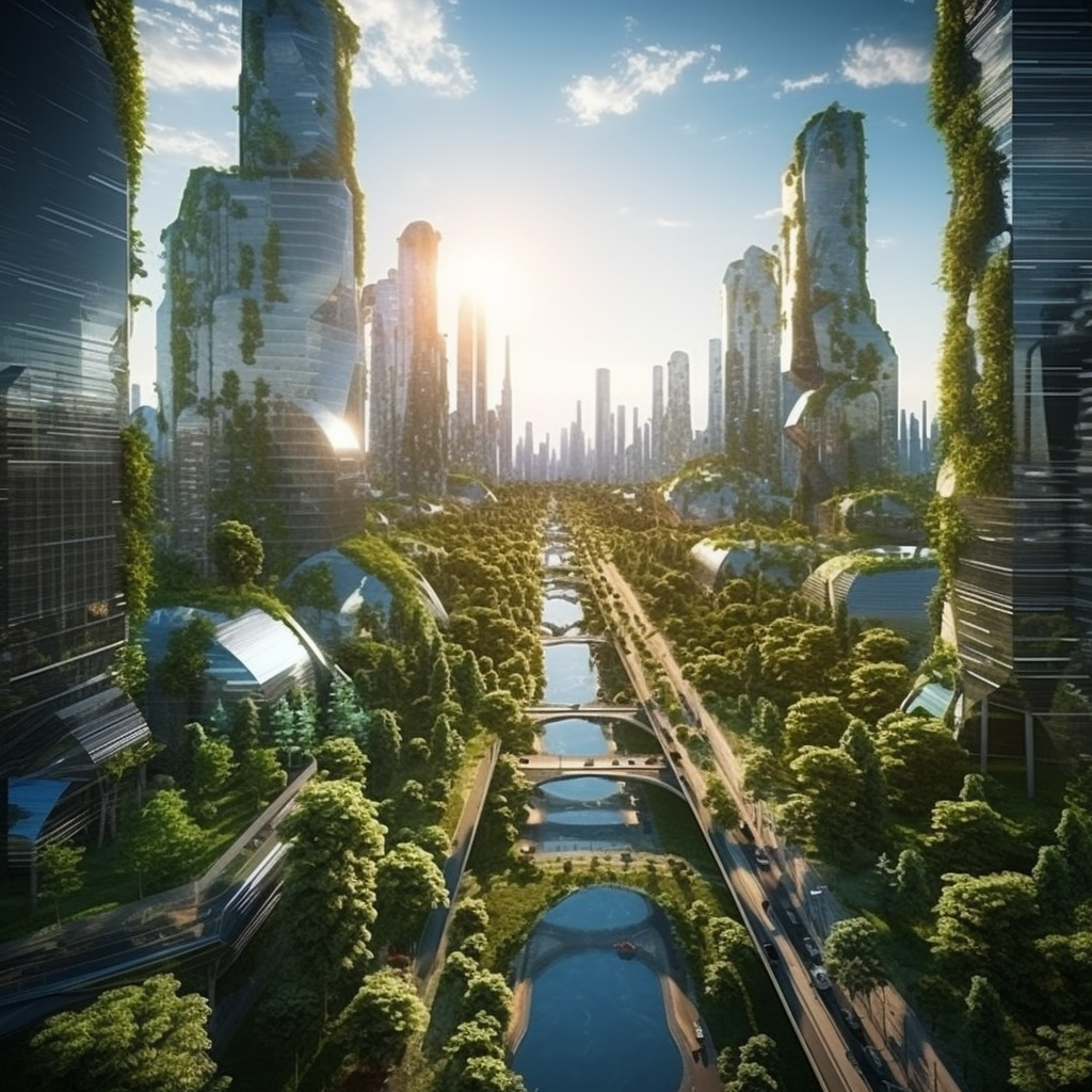 Ultrarealistic city of the future