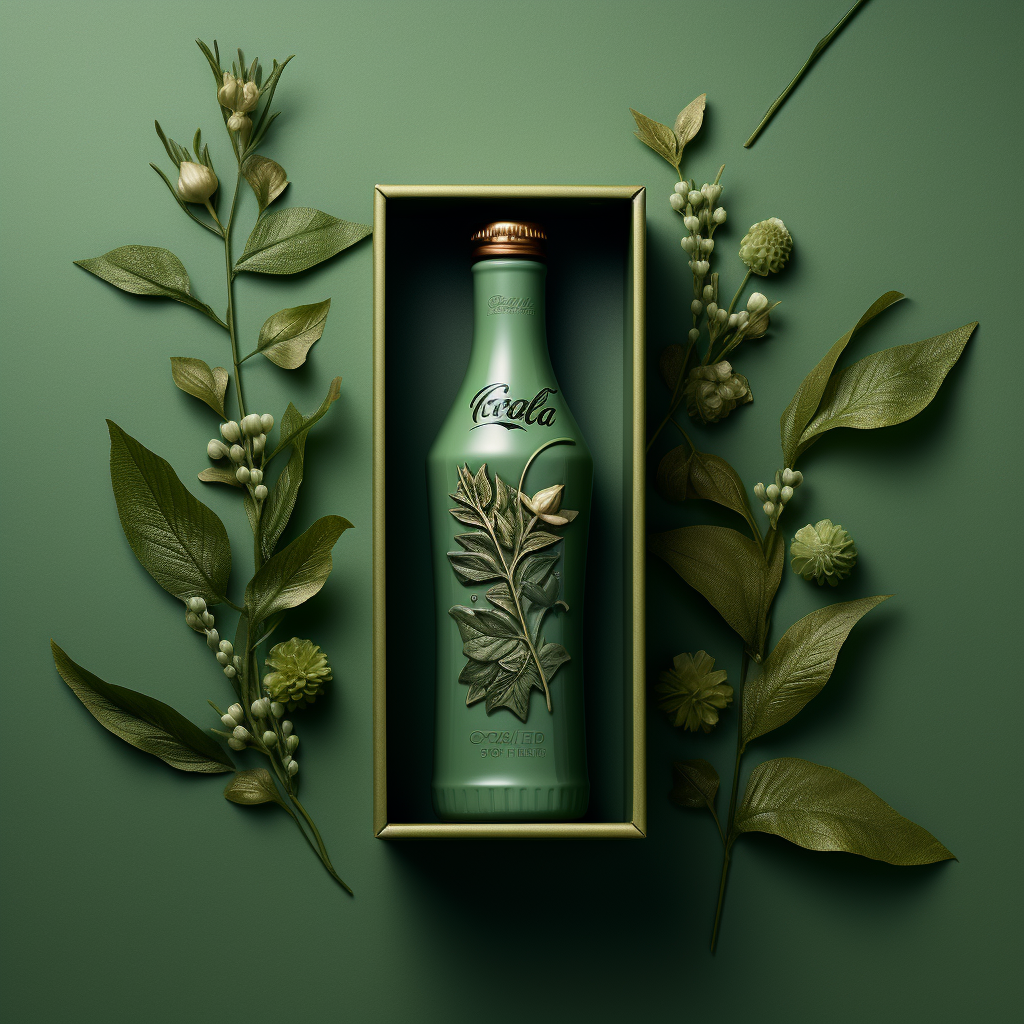 Green Coca Cola Brand Box and Silk-Screened Bottle