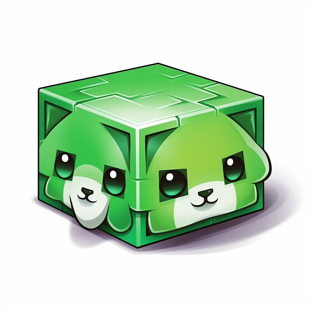 Adorable green cube animal