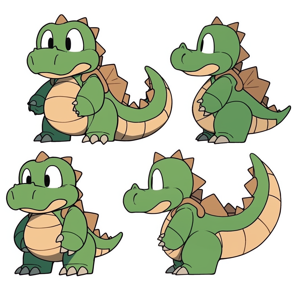 Animated green dragon with multiple expressions