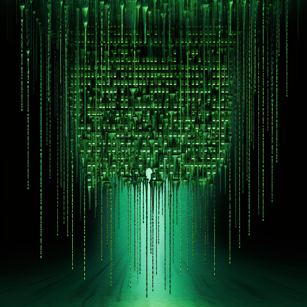 Digital code dripping in green