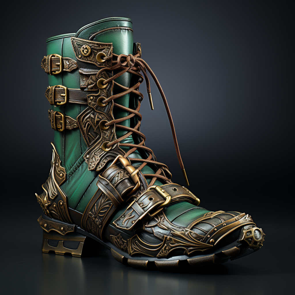 Green Elven Style Leather Boot