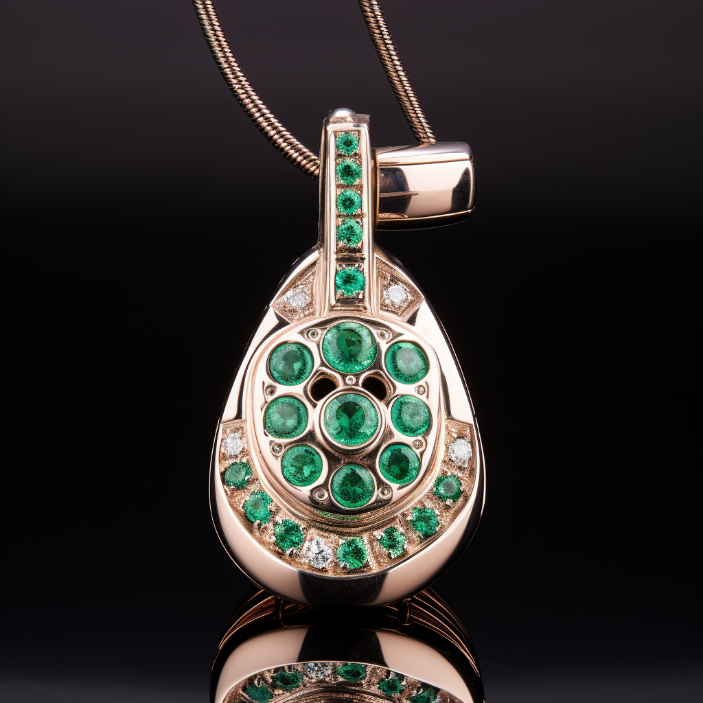 Beautiful green emerald pendant with telephone handset shape