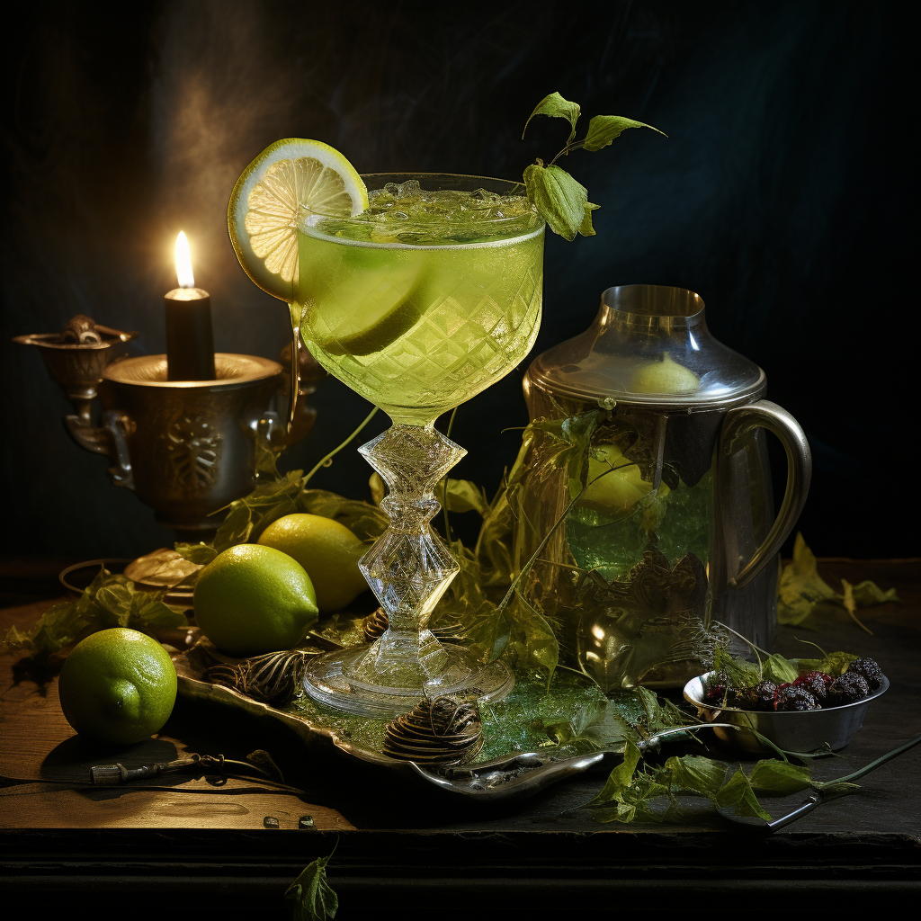 Enchanting green fairy surrounded by candlelight