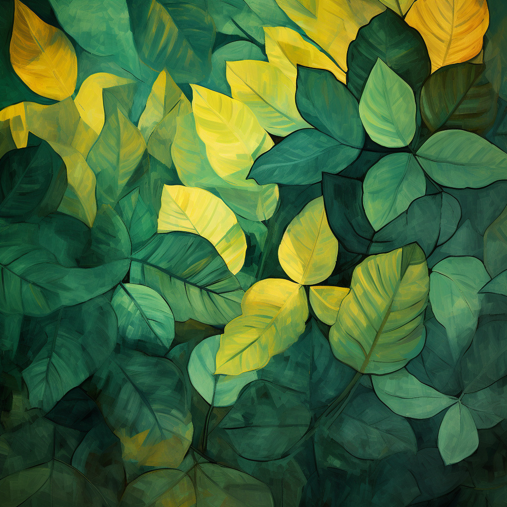 Muted impressionistic green foliage leaf shapes