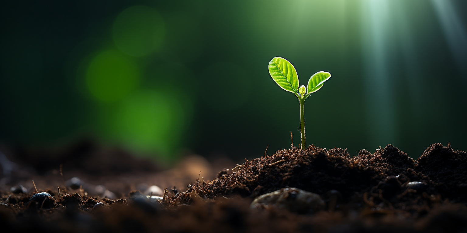 Small green tree seedling in forest