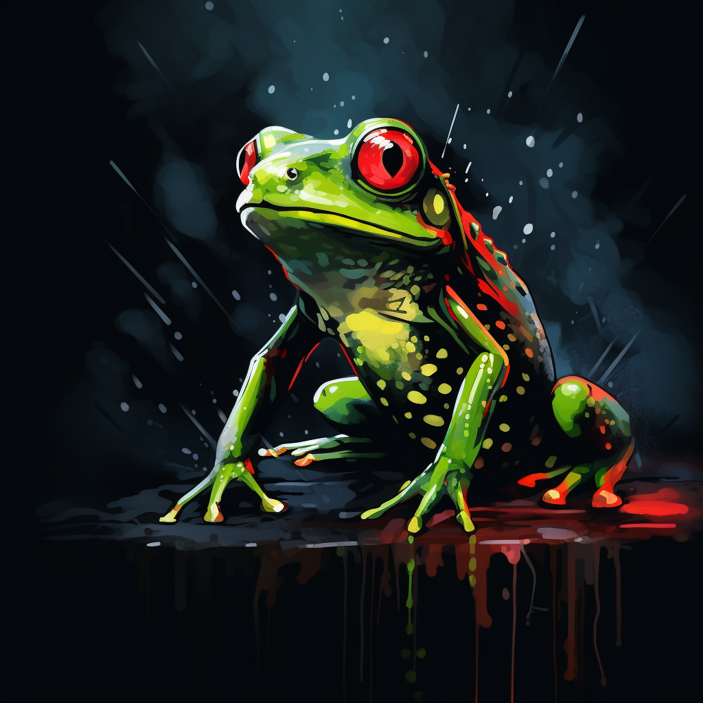 Green frog with red spots sketch