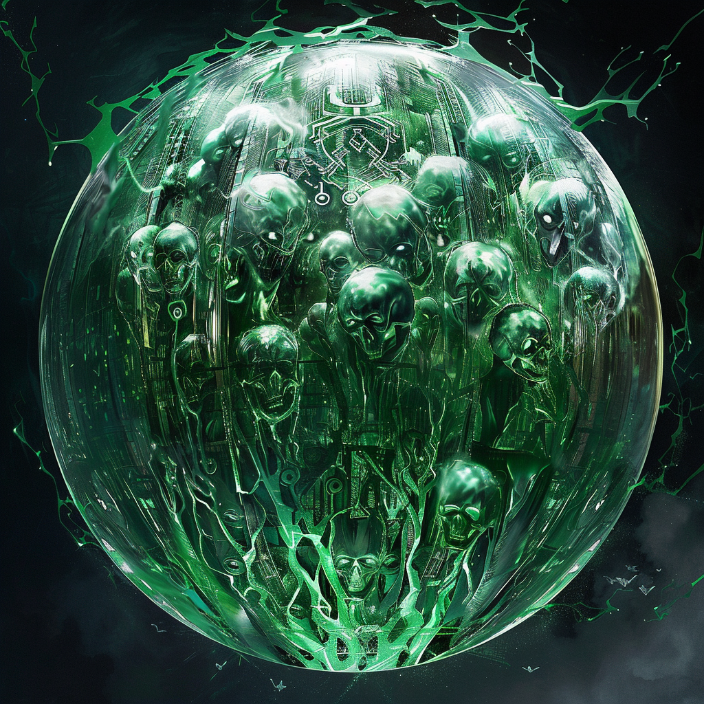 Green Ghost Faces Orb Art