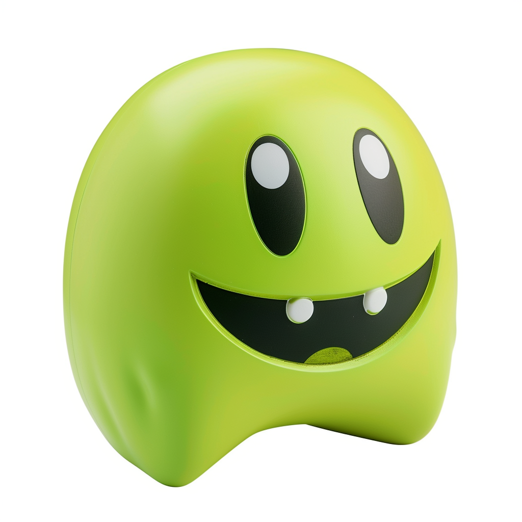 Green Ghost Pacman Game White Background