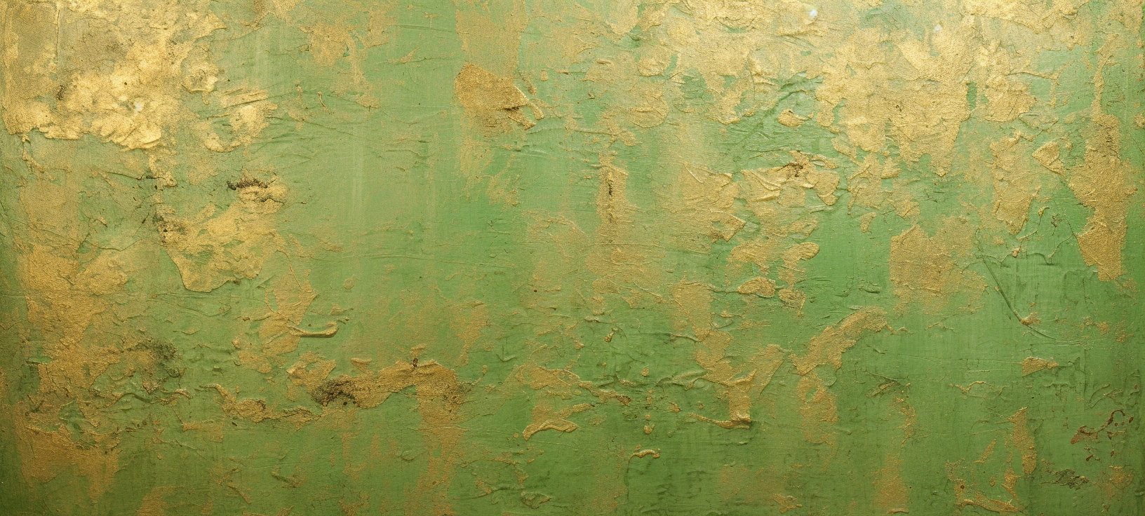 Beautiful and Textured Green and Gold Acrylic Painting