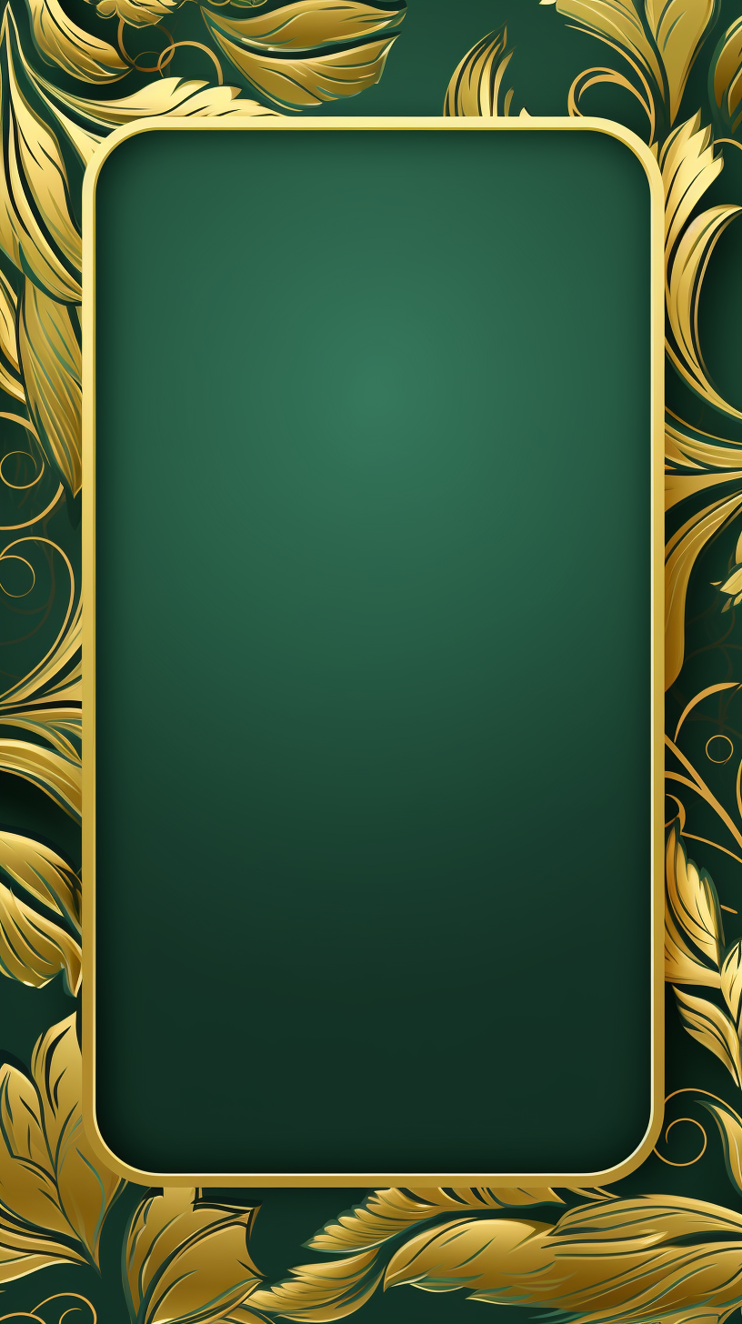 Green cartoon frame on golden background