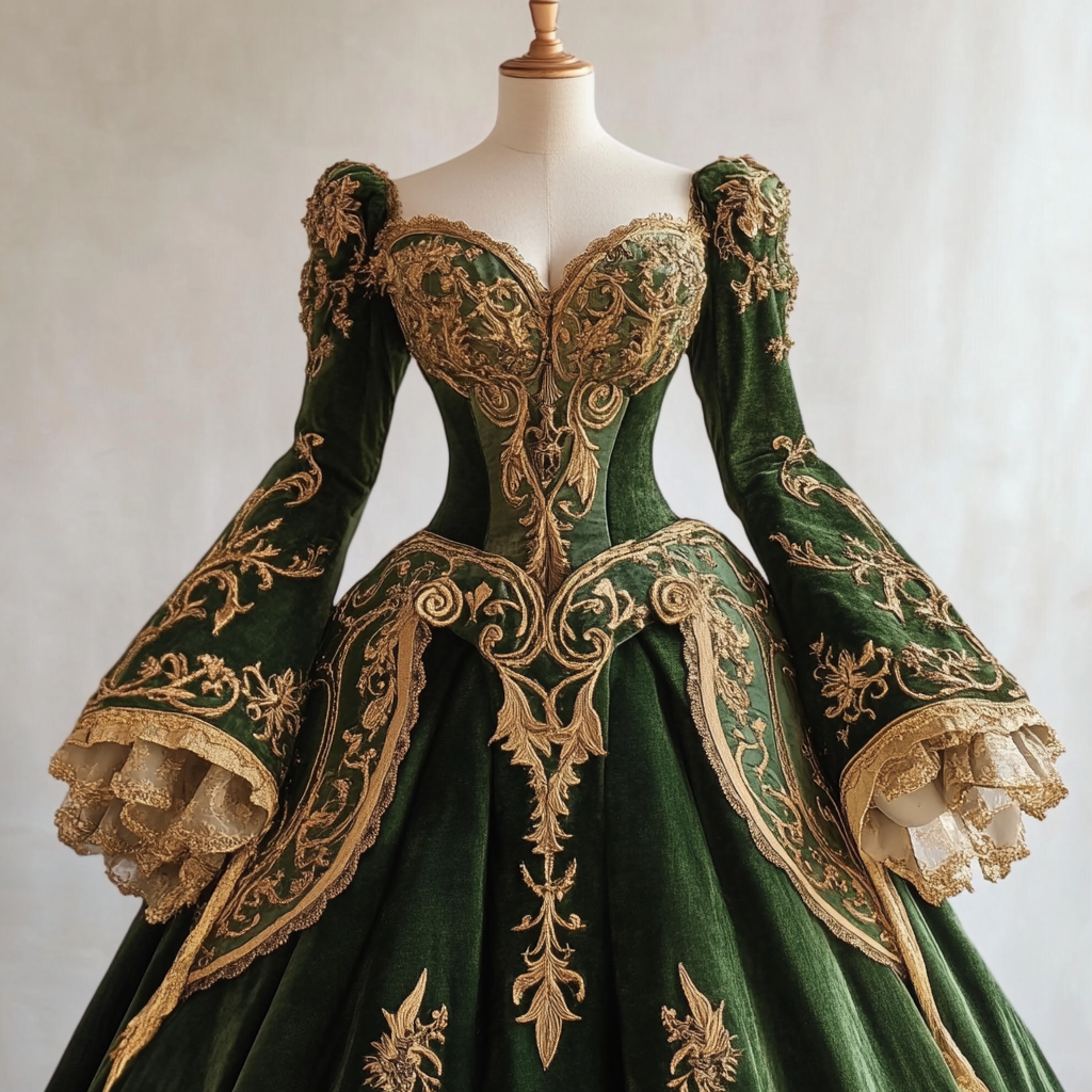 Green Gold Dress Mannequin Art