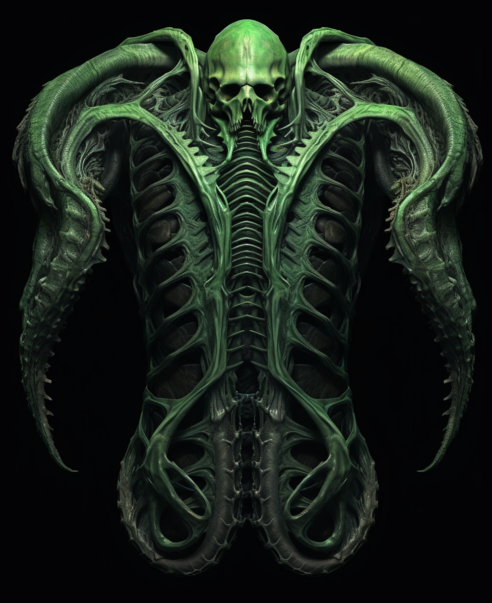 green gothic skeleton torso ribs