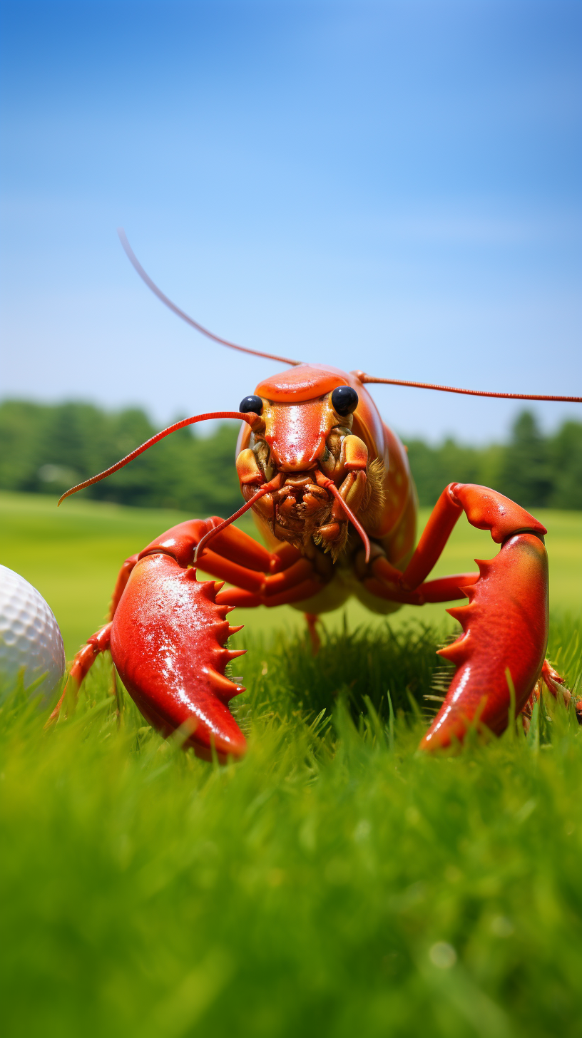 Close-up of Golf Course with Golf Ball and Crayfish