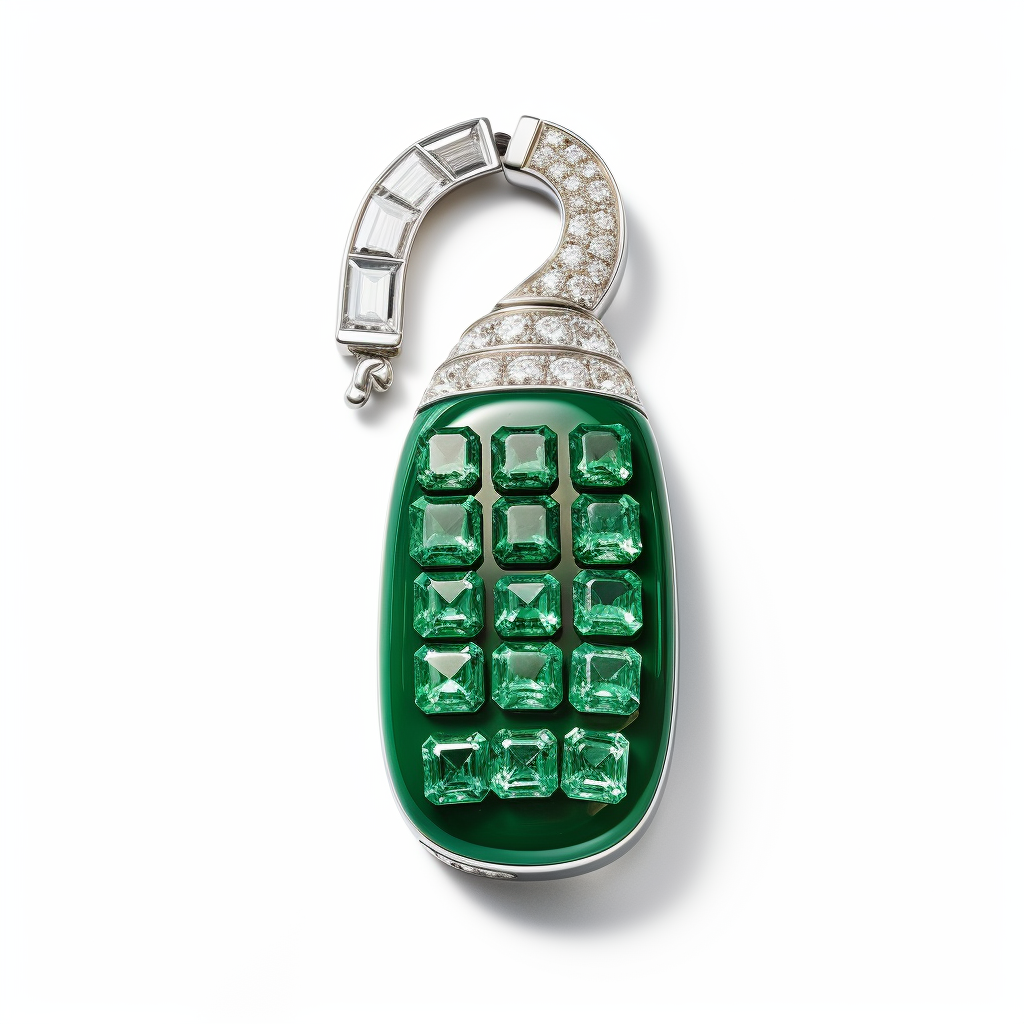 Emerald green handset on white background