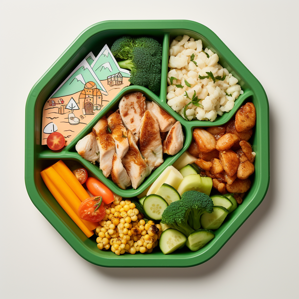 Green hexagon kids meal packaging