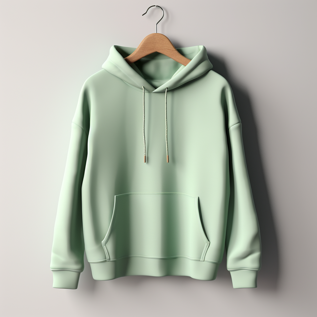 Realistic Green Hoodie on White Background