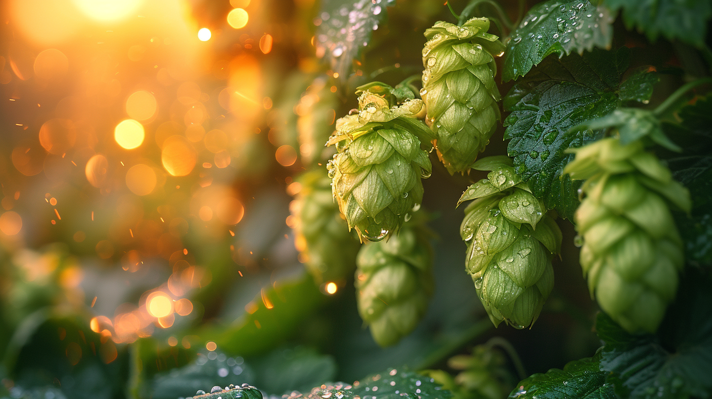 Green hop plantation field photo