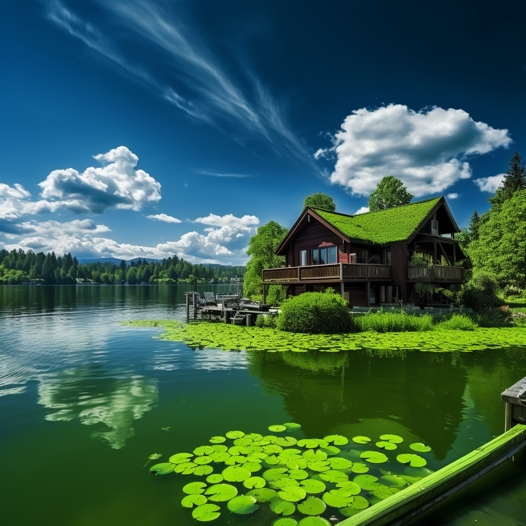 Beautiful green house amidst nature