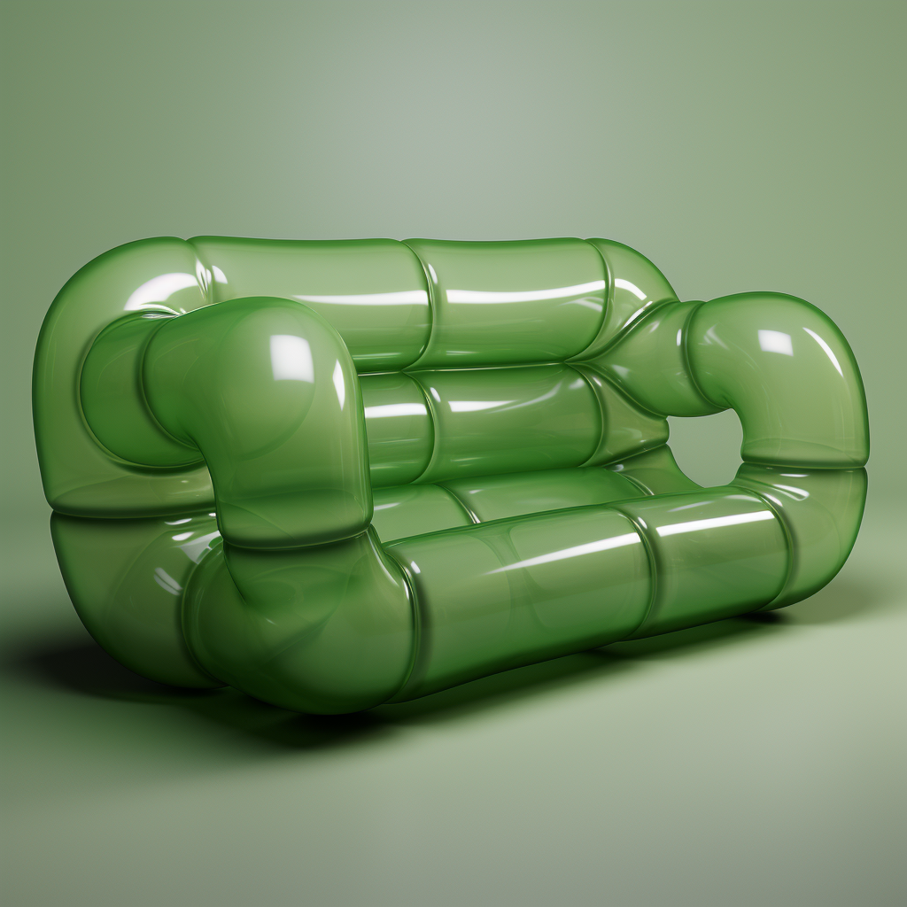 Comfortable green inflatable couch for relaxation